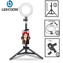 Lightdow 16 см/25,5 см затемнения светодиодный Studio Камера Кольцо легкий телефон видео свет лампы с держатель штатива Таблица заполняющий свет