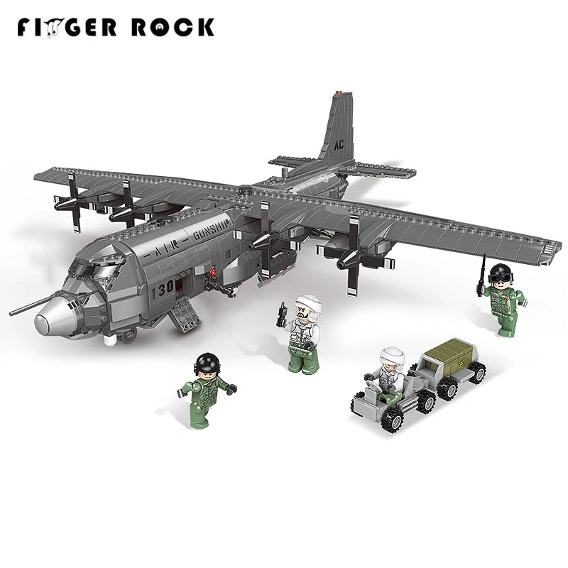 

Building Blocks Fit LegoINGlys 1713Pcs Military Series With Weapon Figures WW2 The AC130 Air Gun Ship MOC Bricks Adults Toys