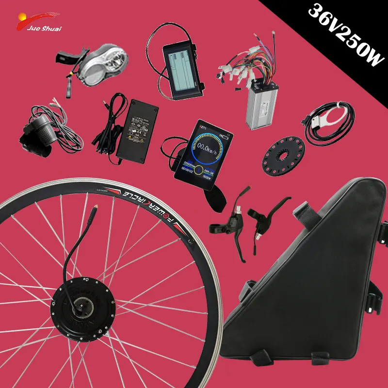JS 36V250W Electric font b Bike b font Conversion Kit with 36V Lithium Battery Brushless Hub