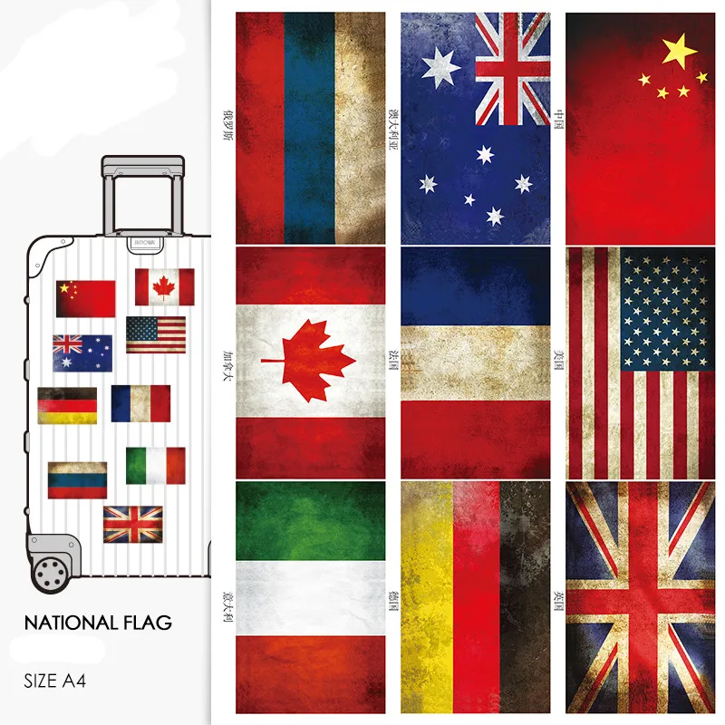 

9pcs Personality map dark suitcase,notebook guitar trolley suitcase stickers
