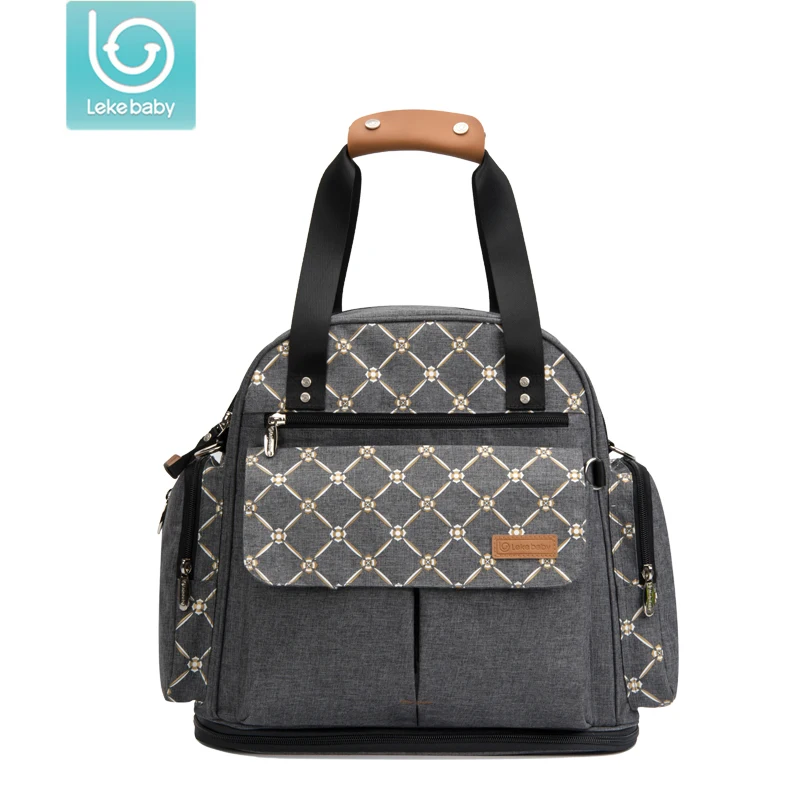 

LEKEBABY Mummy Diaper bag backpack mommy bag Maternity large Scalable nappy bag Printed Travel Baby Care wet bag For Stroller