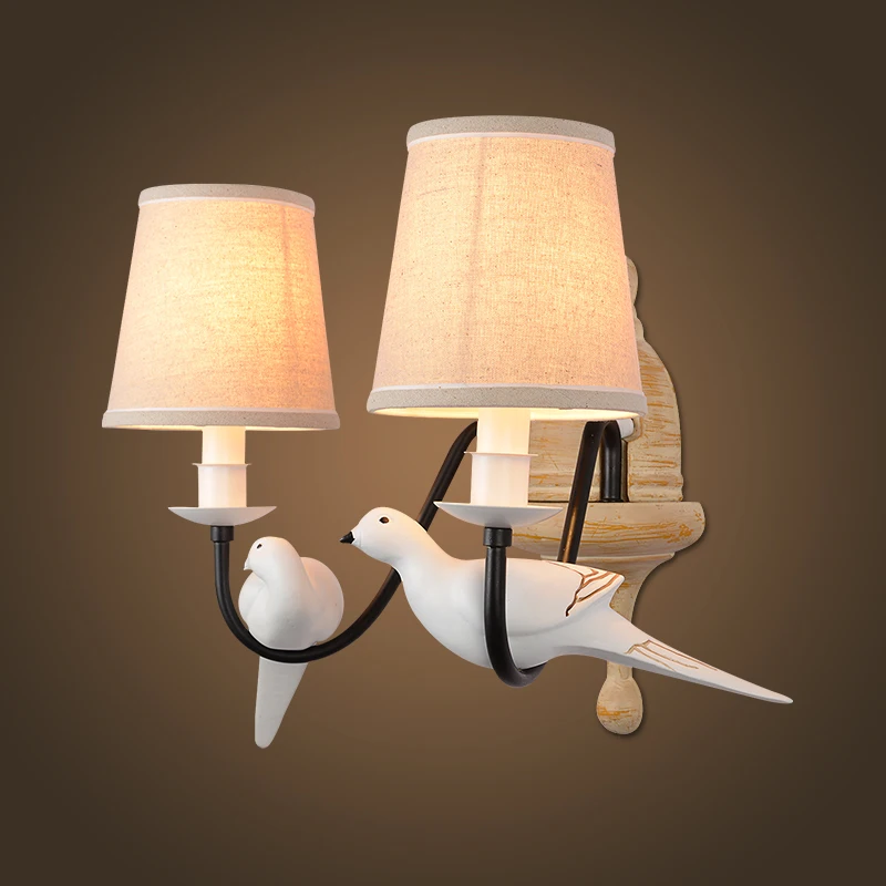 Online Lámpara de pared de pintura de Metal con forma de pájaro de pared de tela de resina moderna nórdica para iluminación de pasillo