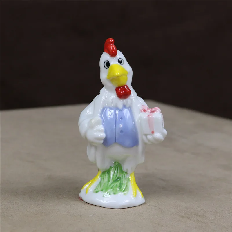 Cartoon Porcelain Chicken Figurine Ceramic Chick Miniature Money