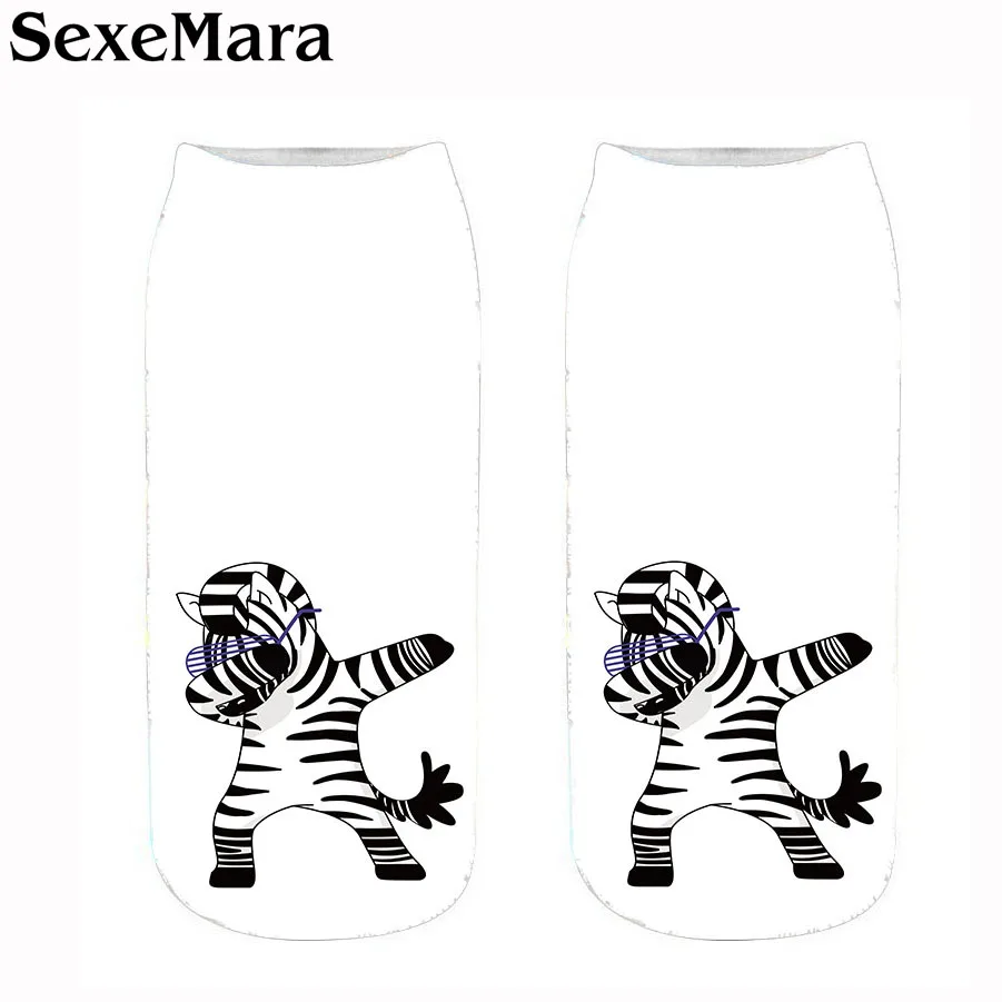 

SexeMara 3D Printing Harajuku Socks Unicorn Women Short Sock New Panda/Pug Cat Cartoon Printed Unisex Child Cotton Socks 5QRD3