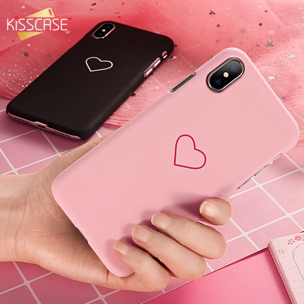 KISSCASE Love Heart Case For iPhone X XS Max Xr Hard Lovely Little 5 5S SE 6 6S Plus 7 8 Capa Funda |
