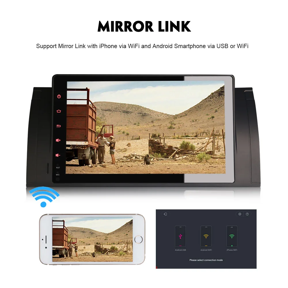 Clearance 9"Android 9.0 Autoradio Sat Nav DAB+ for BMW 5 serie E39 E53 X5 M5 Car stereo GPS Navigation WiFi 4G BT Radio OBD DVT-IN 3