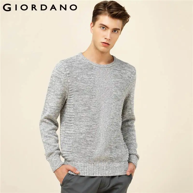Giordano Men Sweater Solid Long Sleeves Sweater 2019 Hot Giordano Men Sweater Solid Long Sleeves Sweater 2019 Hot