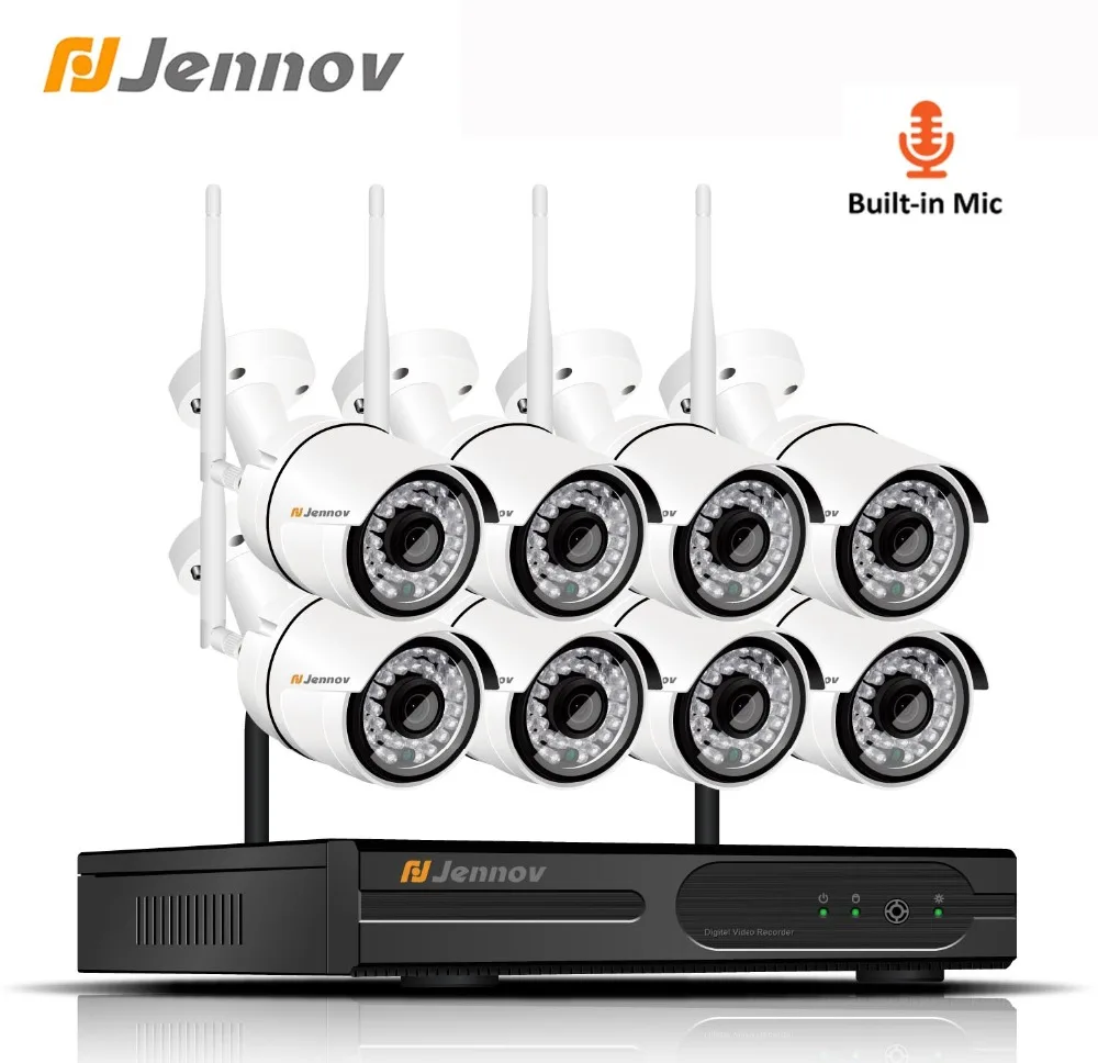

Jennov 2MP 8CH 1080P Outdoor Security Camera System Wireless With Audio Recording Video Surveillance Kit IP Camera NVR WiFi CCTV