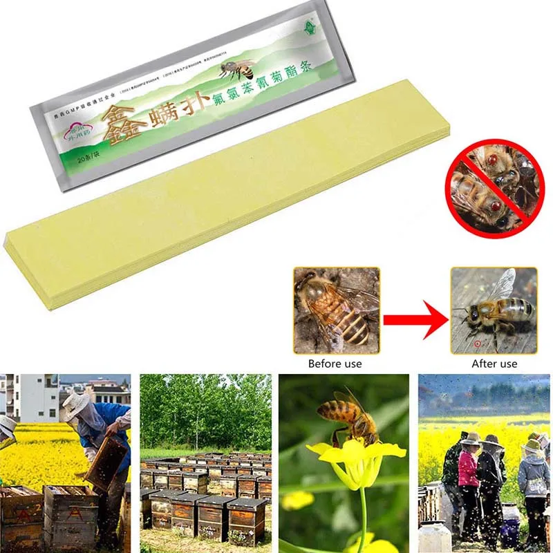 

20Pcs/Bag Varroa Strips Fluvalinate Bee Mite Killer Treatment Tool Beekeeping Pest Control HTQ99