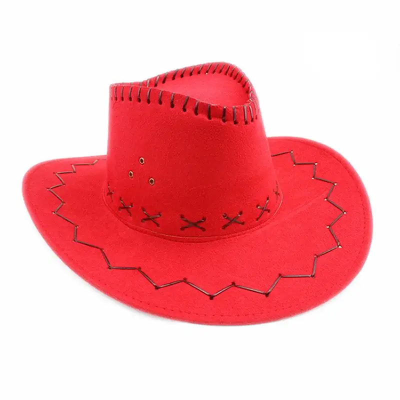 Ковбойские головные уборы для мужчин и женщин, туристические кепки s для детей, для мальчиков и девочек, вечерние костюмы, ковбойские шляпы Cowgirl, модные мужские солнцезащитные козырьки - Цвет: Красный