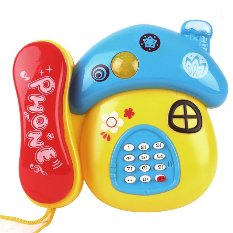 Электронная детская игрушка звук свет мультфильм гриб телефон раннее образование креативное развитие интеллекта музыкальный телефон
