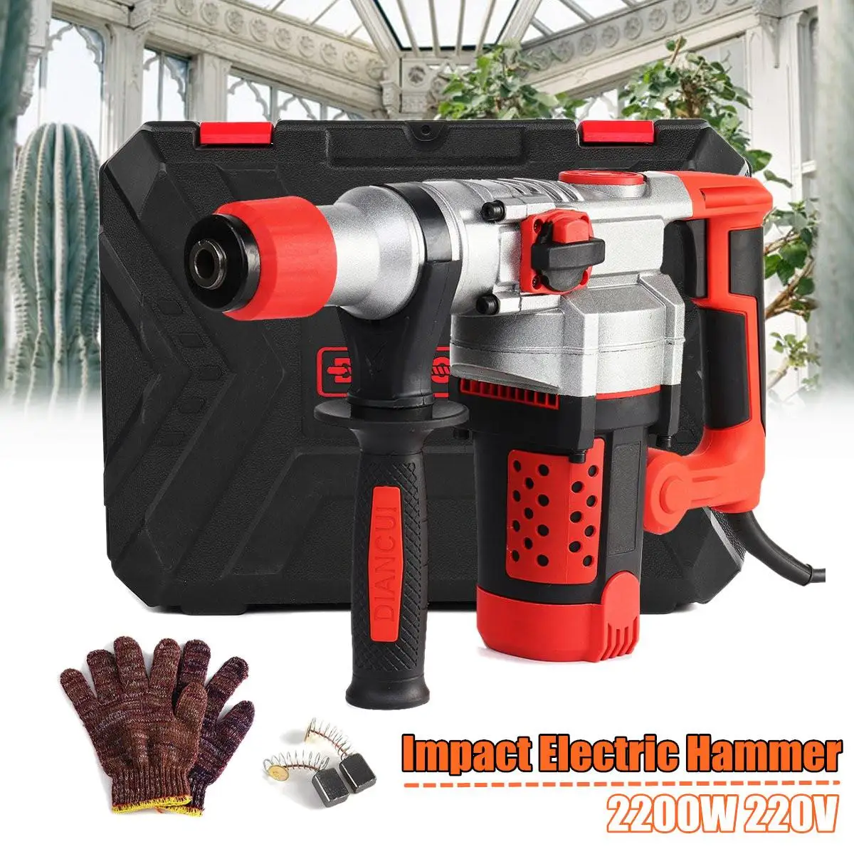 

2200W 220V Heavy Impact Electric Hammer Concrete Breaker 30S Quickly Breaks Industrial Power Tools