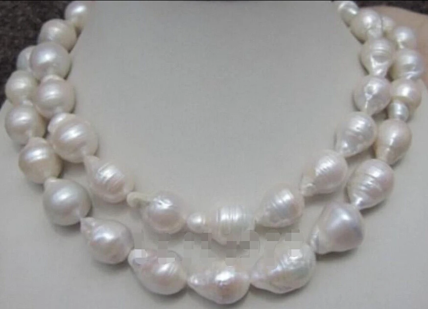 

Free shipping >>>>>HUGE 12-18MM NATURAL AAA+ SOUTH SEA WHITE BAROQUE PEARL NECKLACE 32 INCHES