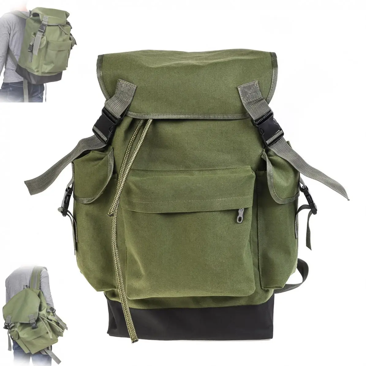 

70L Large Capacity Multifunctional Army Green Canvas Carp Fishing Bag Fishing Tackle Backpack