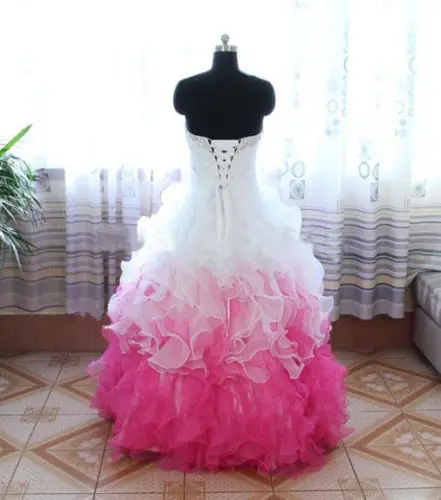 Quinceanera Dresses Vestidos De 15 Anos Sexy Arabic White And Pink Sheer Neck Beading Vestidos De Debutante Gowns