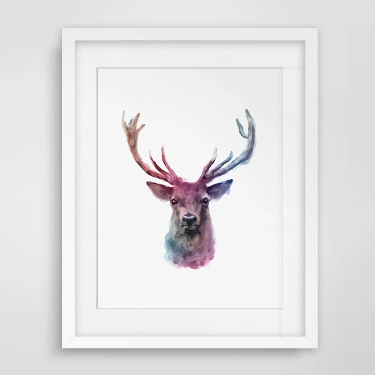 Watercolor Deer Head Wall Art Animal Nursery Gift Watercolor Moose Art
