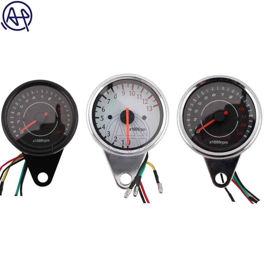 

Drop Shipping Universal Motorcycle Tachometer Gauge Motorbike Backlight LED 12V Tachometer Speedometer Tacho Gauge Chrome/Black