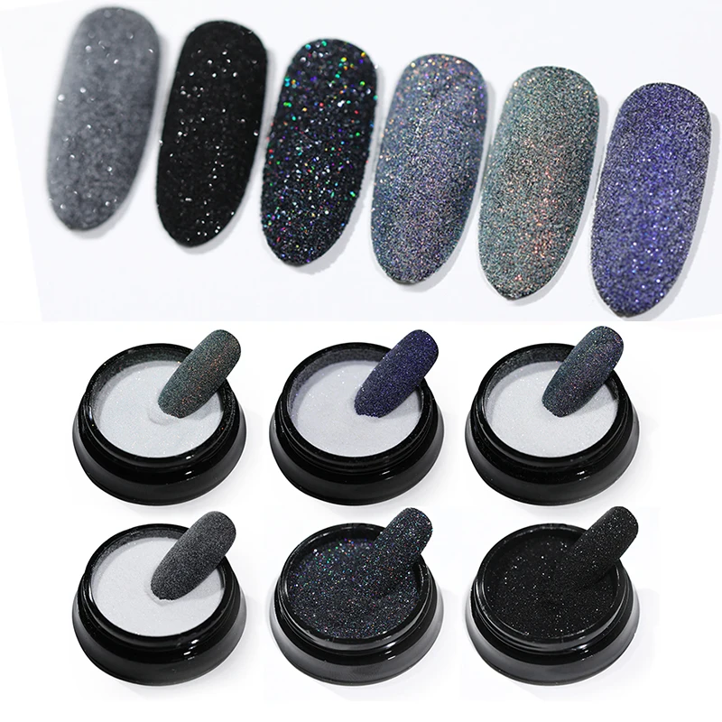 

2g Nail Powder Sugar Glitter Dust Hair Wool Pigment White Black Holographic Shining Decoration Tips Nail Art Design