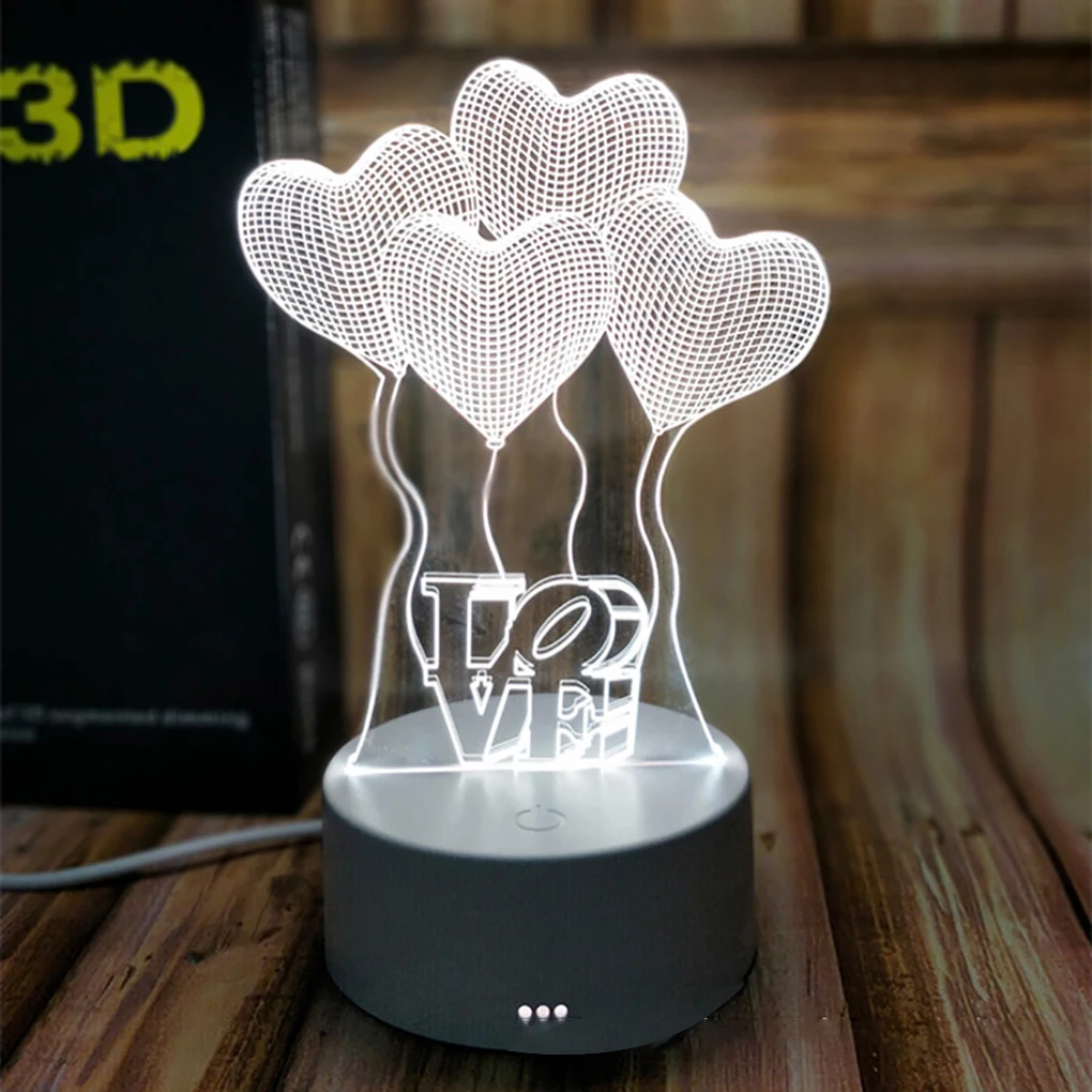 

3D Love Heart Balloon Shaped Visualization LED Night Light 7 Color Change Bedroom Party Decoration Lamp