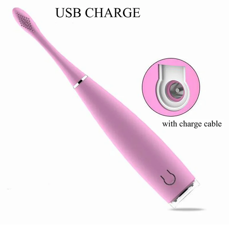 Силиконовая электрическая зубная щетка заряжаемая от USB водонепроницаемая для