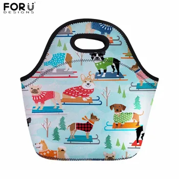 

FORUDESIGNS Lunch Bag for Women Dogs Print Thermal Lunchbox Girls Picnic Bag Children Food Storage Bag Meals Sacola Bag Cooler