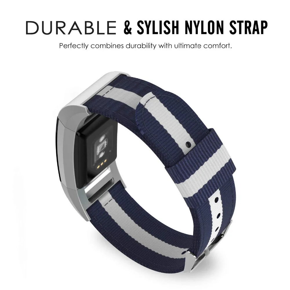 Woven Nylon Sports for Fitbit Charge 2 Replacement Strap with Connector Heart Rate Wristband for Women Men (1)