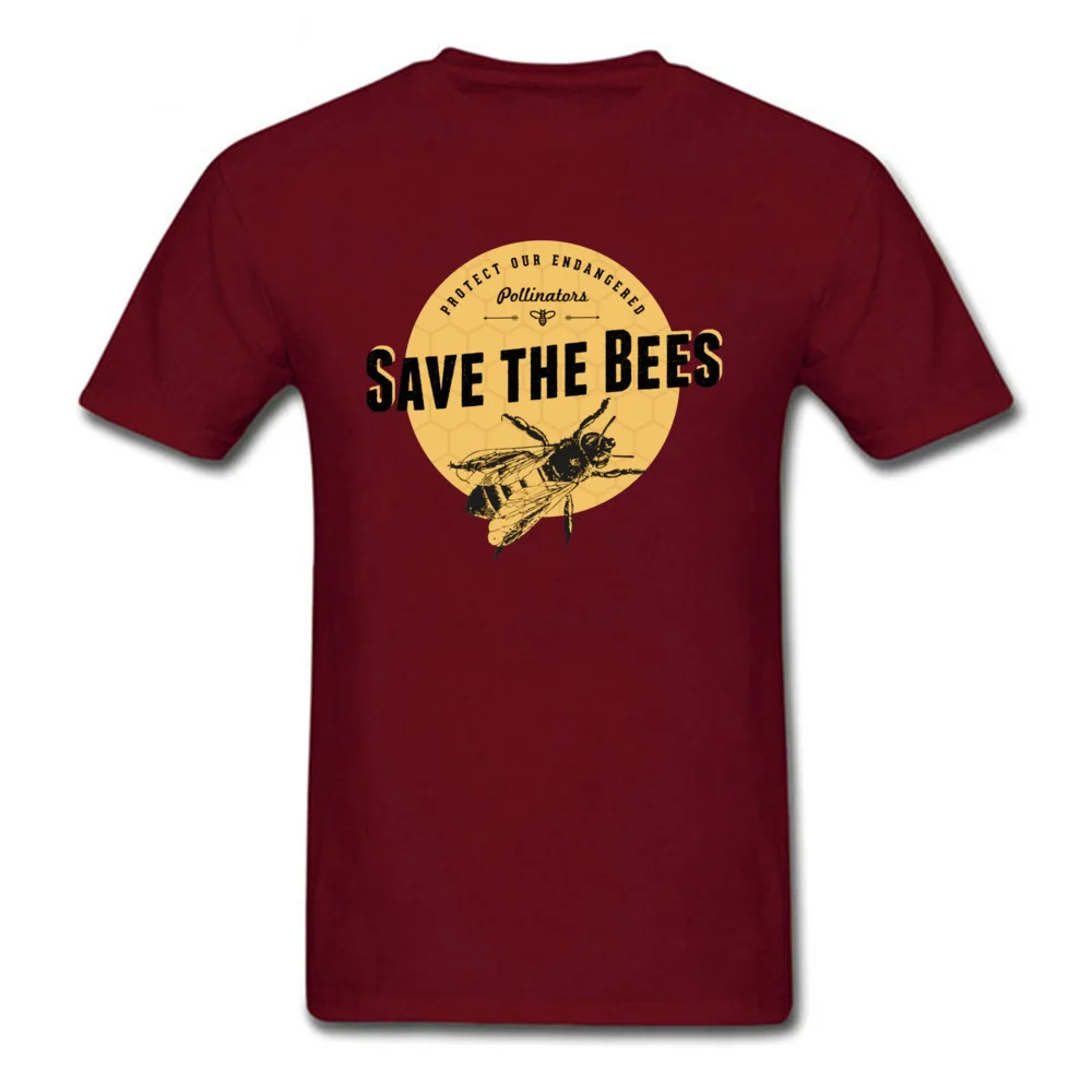 Save the Bees 4779 Crewneck Top T-shirts Summer/Autumn Design Tops Tees Short Sleeve Hip Hop 100% Cotton Fabric Tops Shirts Men Save the Bees 4779 maroon