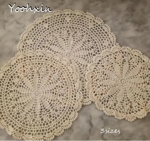 Rotondi fatti a mano pizzo di cotone tavolo stuoia di posto crochet caffč tovagl Rotondi fatti a mano pizzo di cotone tavolo stuoia di posto crochet caffč tovagl