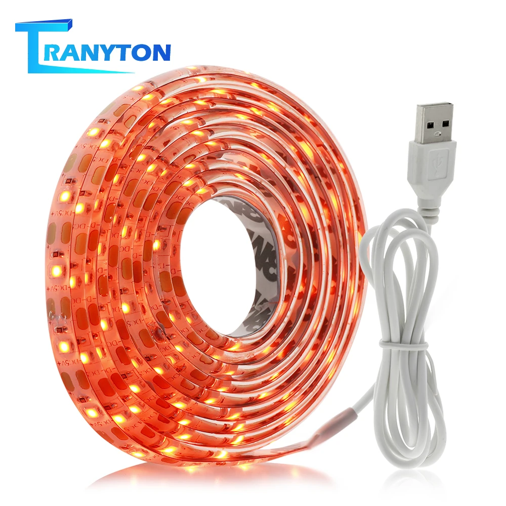 

New Arrival USB LED Strip DC5V Orange Red 2835 SMD Flexible LED Light Tape Ribbon For PC Screen Backlight & Bias Lighting 1M 2M