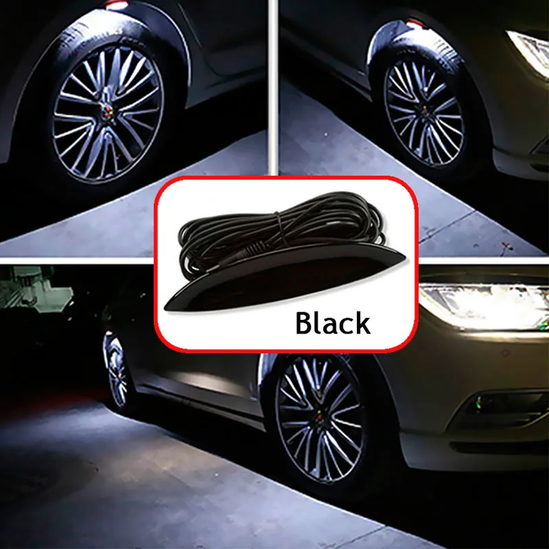 Atreus, 4 шт., светодиодный светильник на колеса автомобиля для бровей, атмосферный светильник для VW polo passat b5 b6 Mazda 3 6 CX-5 Toyota corolla Ford focus 2 - Цвет: Black White