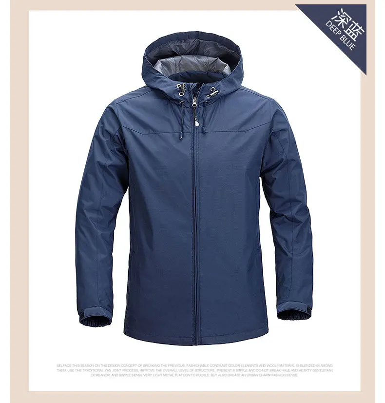 Spring Jacket Men 2019 Windbrear Jacket Male Coats Hooded Mens Jacket Brand Sports Windproof Waterproof Outwear Zipper Pockets S 20