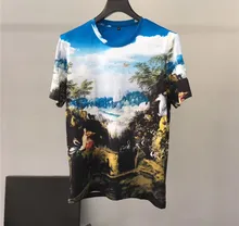 European style retro print Women's T shirts Fashion print Men/women's Tops Tee A394