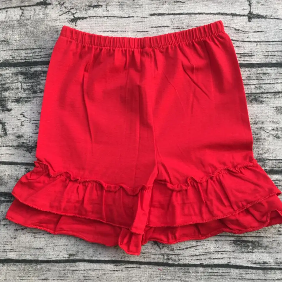 Wholesale Cotton Soft Toddler Girls Icing Shorts Solid Color Double