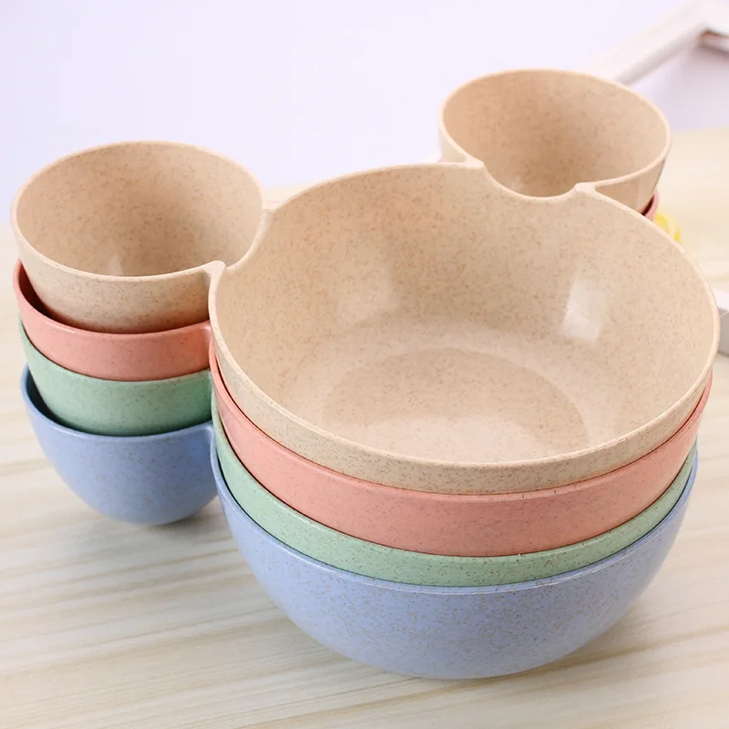 Cartoon Lovely Panda Wheat Straw Baby Dish Children Rice Bowl Plate Baby