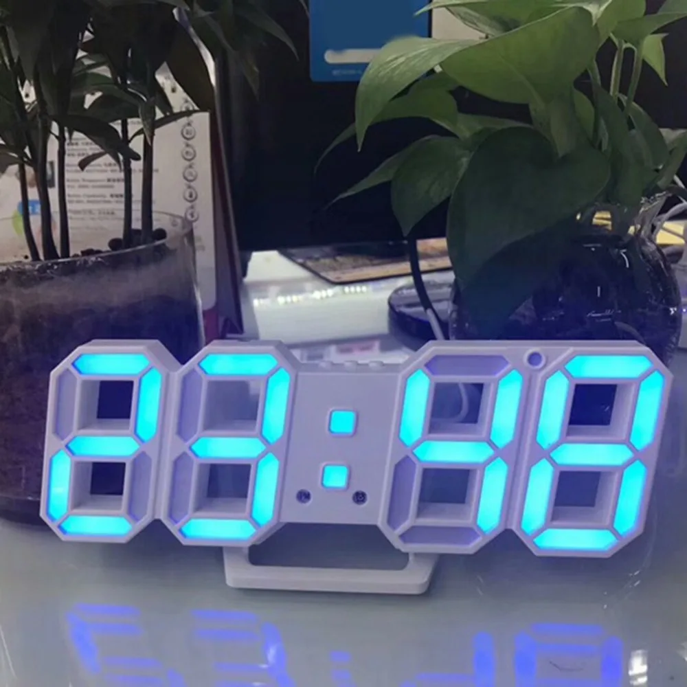 3D цифровой светодиодный Настольный будильник с регулируемой яркостью ночник