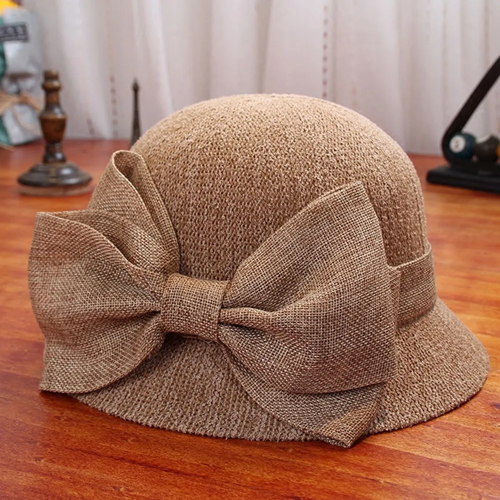 

2019 Women Fashion Sun Hat Straw Bow Soft Hat Summer Beach 55-57cm Lightweight Foldable Casual Caps