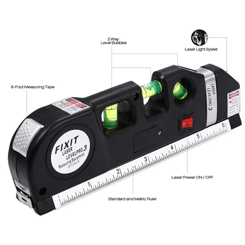 Многофункциональный лазерный уровень маркировочные весы со стальной рулеткой Горизонтальный Вертикальный крест лазерный светильник инструмент для выравнивания линии