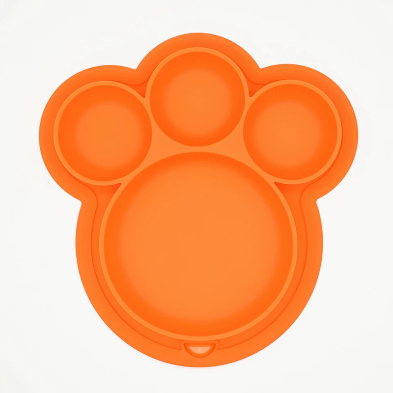 Baby Silicone Plate BPA Free Cartoon Bear Paw Shape Children Dinner Dishes Suction Toddle Training Tableware Kids Feeding Bowls