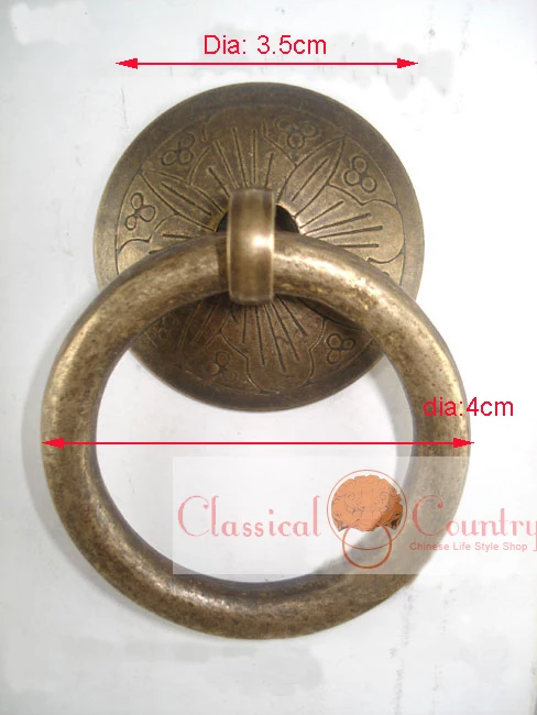 4 unids Antiguo Cajón Tiradores de Puerta Perilla Herrajes De Bronce