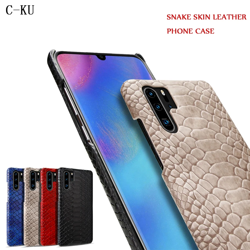 

Luxury Imitation Snake Pattern Leather Phone Case for Huawei P30 Pro Lite Nova 4e Slim Shockproof Protection PC Hard Back Cover