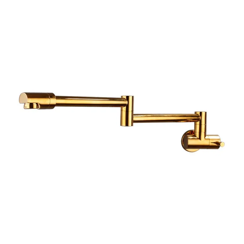 Kitchen Sink Faucet Wall Mounted Pot Filler Tap Brass Kitchen Faucet Single Cold Sink Tap Rotation Folding Spout Gold/Chrome