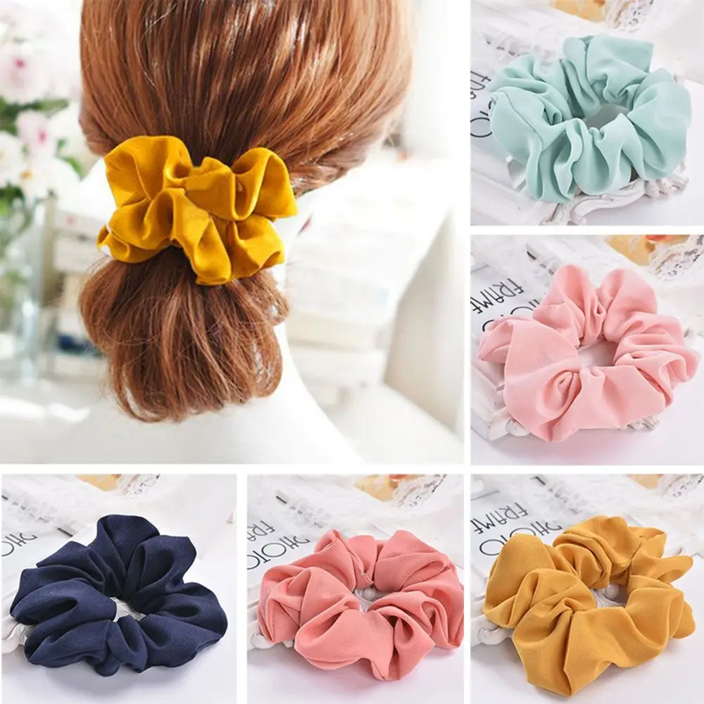 

Lady Elastic Pure Color Hair Scrunchie Ring Scrunchie Hair Tie Hair Accessories Sports Dance Ponytail Holder