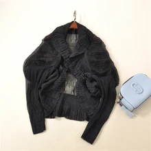 Miyake складывается три четверти параграф летучая мышь на одной пуговице солнцезащитное тонкое пальто