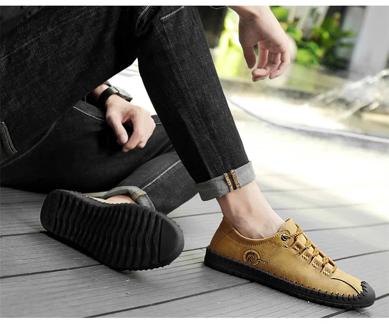 2019 New Fashion Leather Spring Casual Shoes Men's Shoes Handmade Vintage Loafers Men Flats Hot Sale Moccasins Sneakers Big Size HTB1cNRgazvuK1Rjy0Faq6x2aVXaj - 2019 New Fashion Leather Spring Casual Shoes Men's Shoes Handmade Vintage Loafers Men Flats Hot Sale Moccasins Sneakers Big Size
