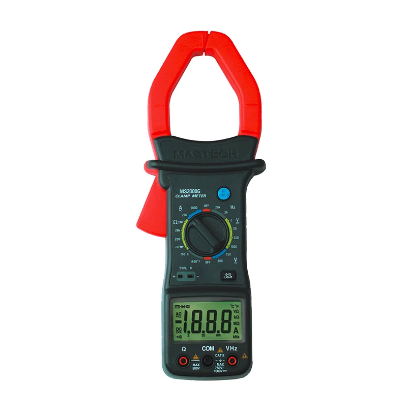 

AC/DC Digital Clamp Meter Multimeter 2000A AC Current With Frequency Temperature Resistance  MASTECH MS2000G