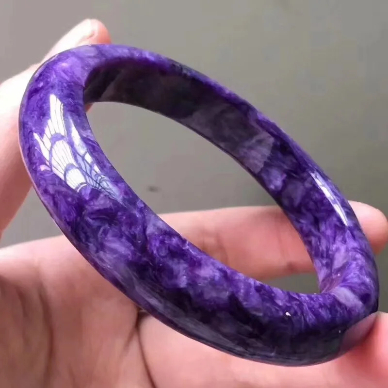

58.8mm Genuine Natural Purple Charoite Bangles Gemstone Crystal 12.8mm Size For Women Female Gift Fashion Bangle Certificate