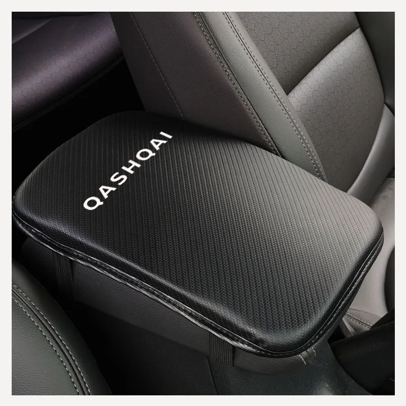 Углеродное волокно текстура из искусственной кожи Автомобильная центральная консоль подлокотник сиденье коробка коврик для автомобиля защитный Автомобиль Стайлинг для Nissan Qashqai