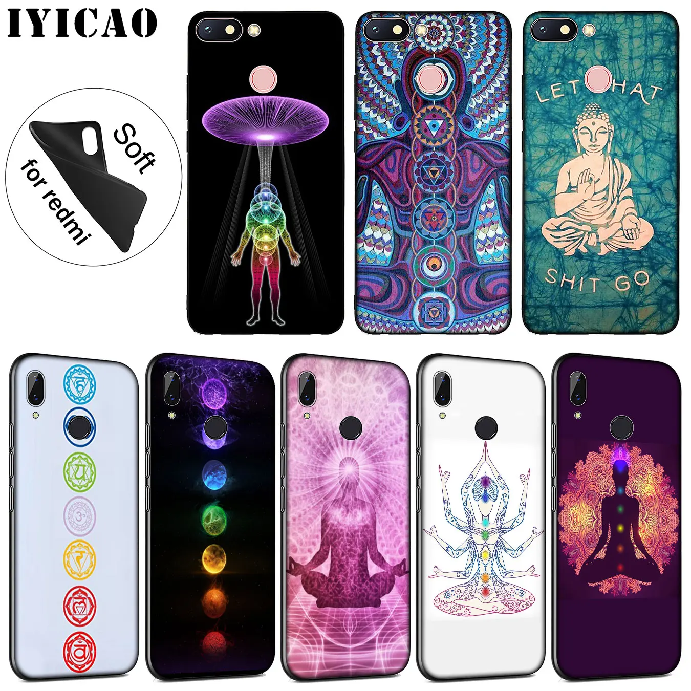 IYICAO Chakra Yoga Fashion Print Soft Silicone Phone Case for Xiaomi Redmi K30 K20 8A 7A 6A 5A S2 GO Note 8 8T 7 5 6 Pro |