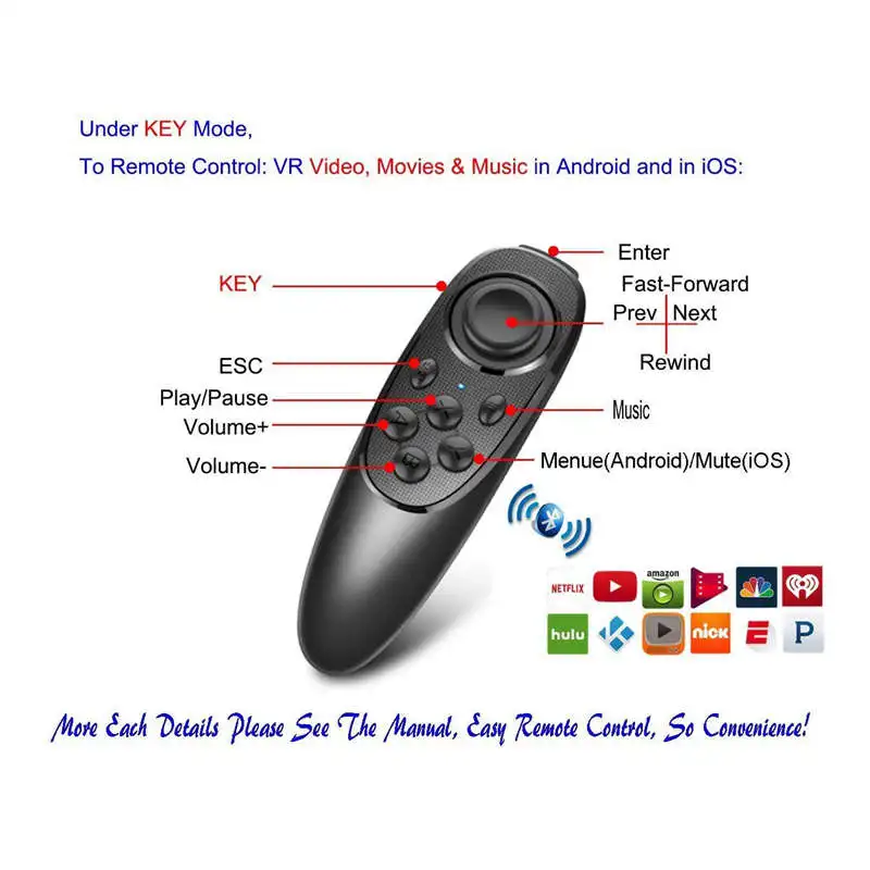 VR пульт дистанционного управления геймпад Bluetooth контроллер VR видео, фильм, игры, селфи, флип Электронная книга/Ppt/Noo-k страница, мышь, 3D очки F