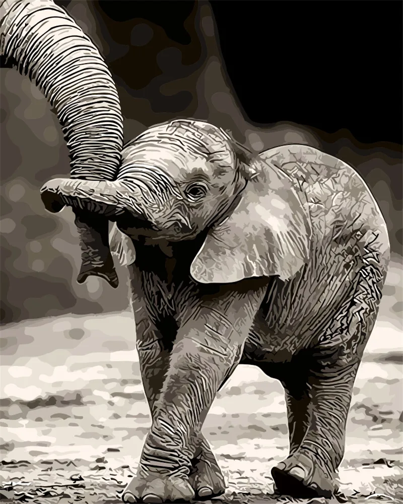 

Animal paint elephant picture painting gift office digital oil painting home decor wall art for living room drawing by numbers
